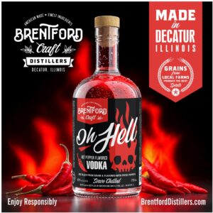 Brentford Craft Distillers, "Oh Hell" Hot Pepper Vodka - made in Decatur, Illinois