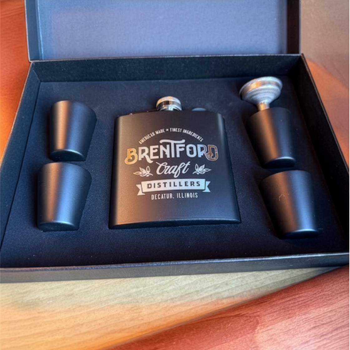 Brentford Distillers Logo Flask Set